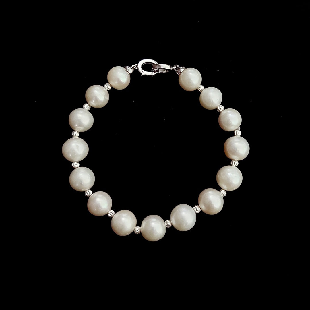 Bracelet Pearl Round 9-10mm With Beads