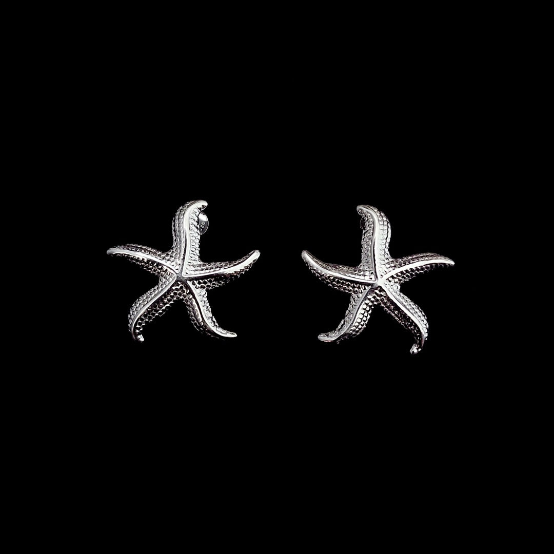 Earring Sea Star Hook/Stud Silver 3.5cm