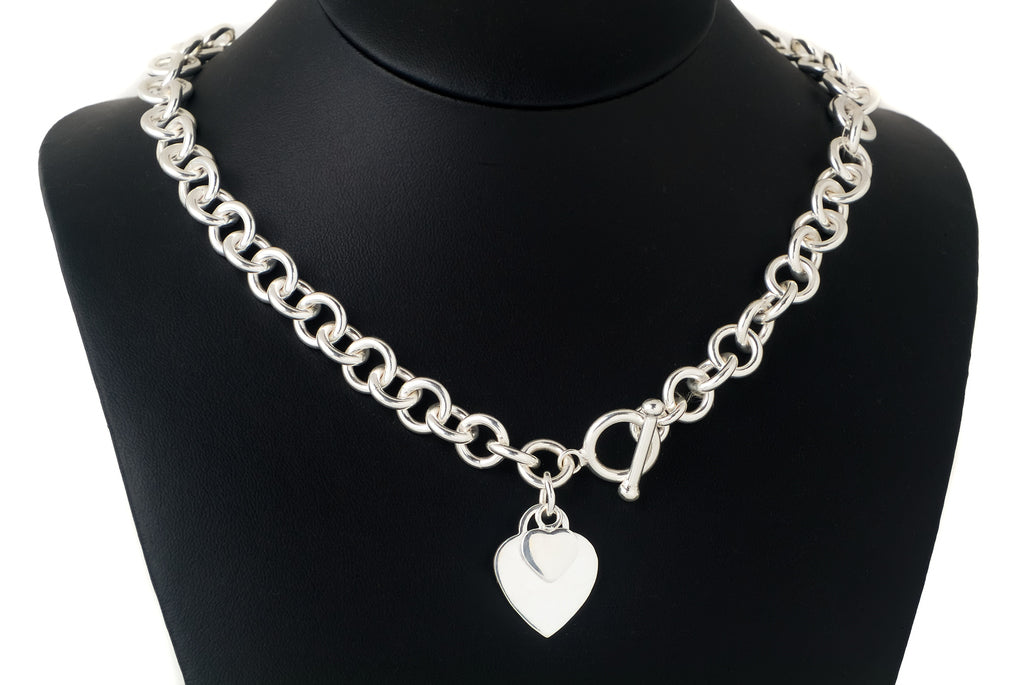 Necklace Chain with Heart Charm - Bambu Silver Jewellry