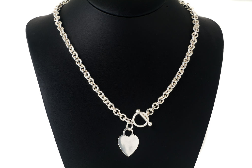 Necklace Chain with Heart Charm - Bambu Silver Jewellry