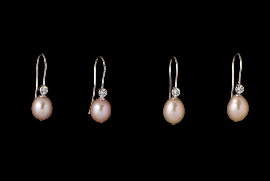 Earring Pearl Katty Hook with Stone 8-9mm - Bambu Silver Jewellry