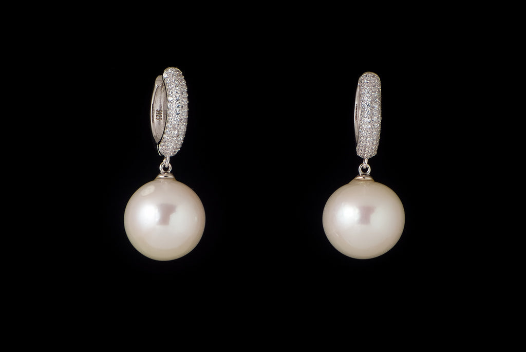 Earring Pearl Round Hook 13mm - Bambu Silver Jewellry