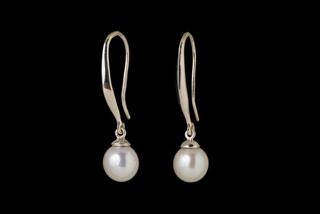 Earring Pearl Bro Long Hook 19, 8-9mm