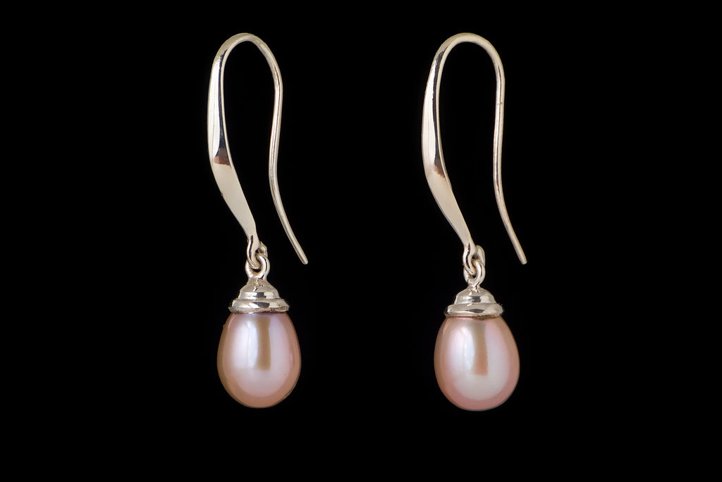 Earring Pearl Bro Long Hook 19, 8-9mm