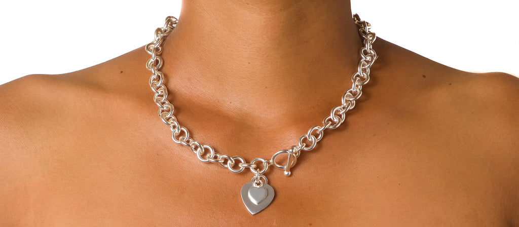 Necklace Chain with Heart Charm - Bambu Silver Jewellry