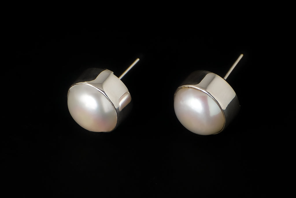 Earring Pearl Stud Basic with List 13-14mm