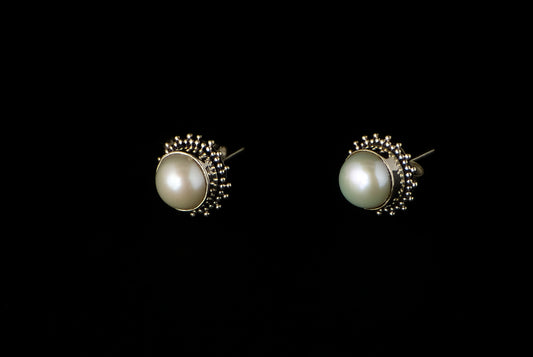 Earring Pearl Stud with Jawan 6-7mm - Bambu Silver Jewellry