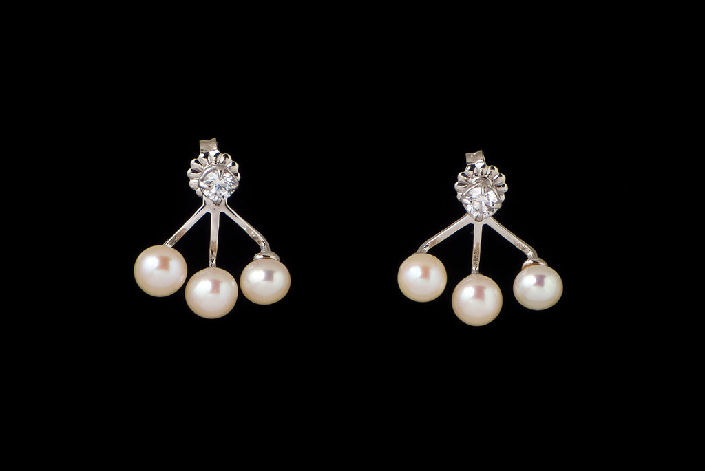 Earring Pearl Stud Vivian 3in1 5mm with Zircon