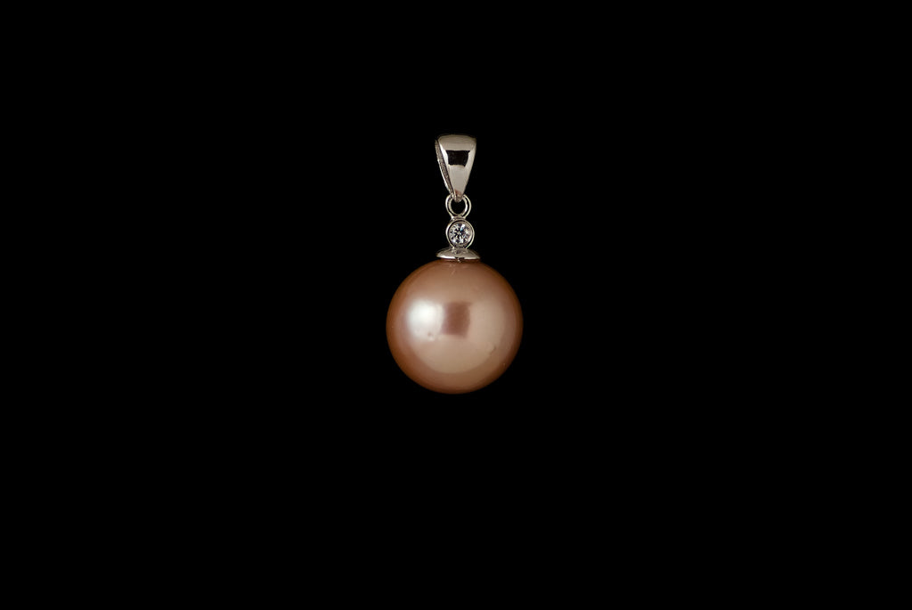 Pendant Pearl Basic Round Zircon 13-15mm