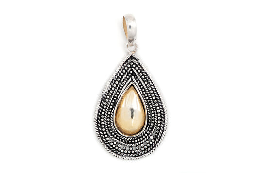 Pendant Tali Air Oval Gold 3x2cm - Bambu Silver Jewellry