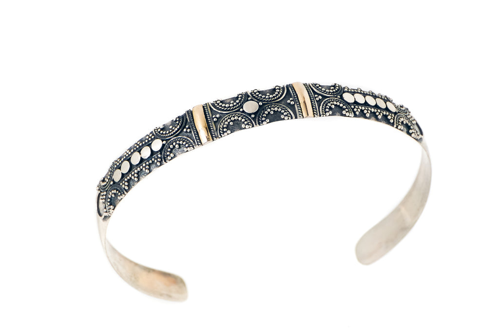 Cuff Silver Gold 8mm - Bambu Silver Jewellry