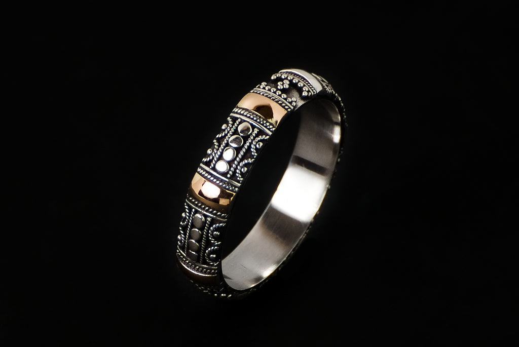 Ring Silver Gold Full Decor 4mm