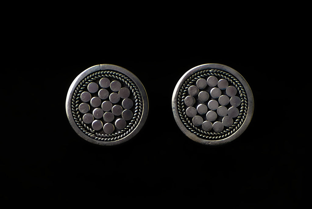 Earring Stud Arma Round Flat 1.2cm - Bambu Silver Jewellry