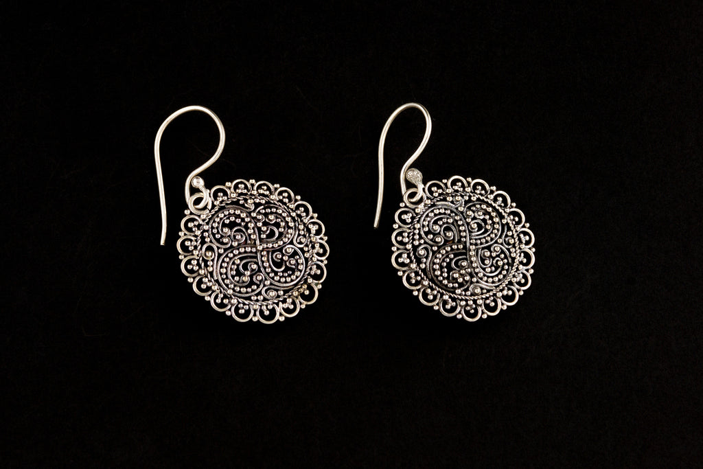 Earring Bun Flower Round xs 2cm - Bambu Silver Jewellry