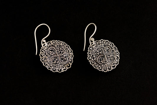 Earring Bun Flower Round xs 2cm - Bambu Silver Jewellry