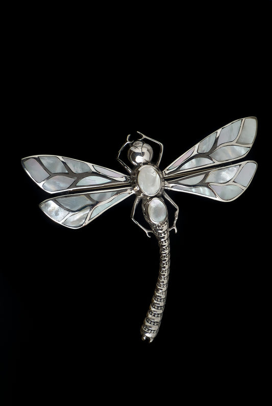 Pendant Brooch DragonFly with Shell Big 7cm