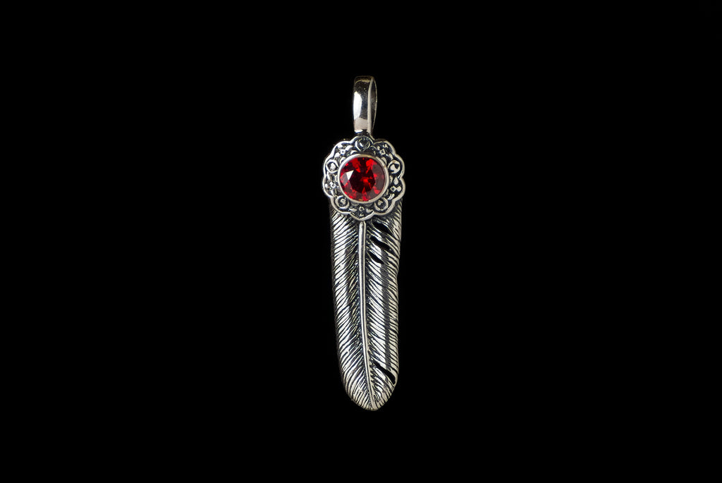 Pendant Indian Feather With Stone 4cm