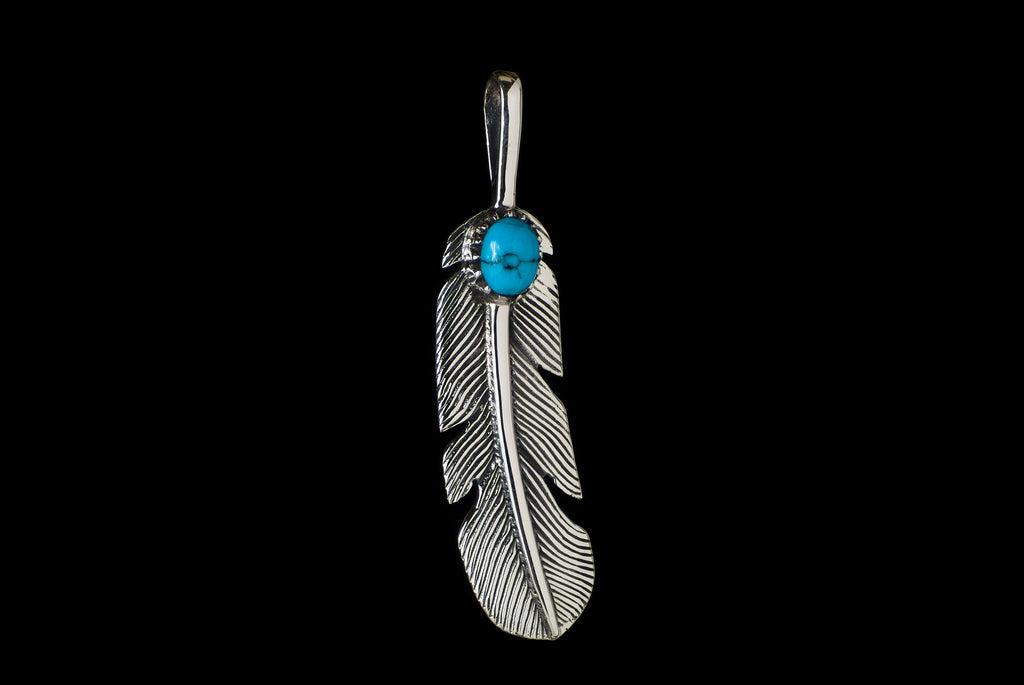 Pendant Feather Indian With Turqouise 5cm