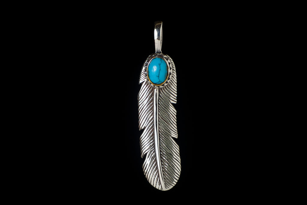 Pendant Feather Indian With Turqouise 5cm