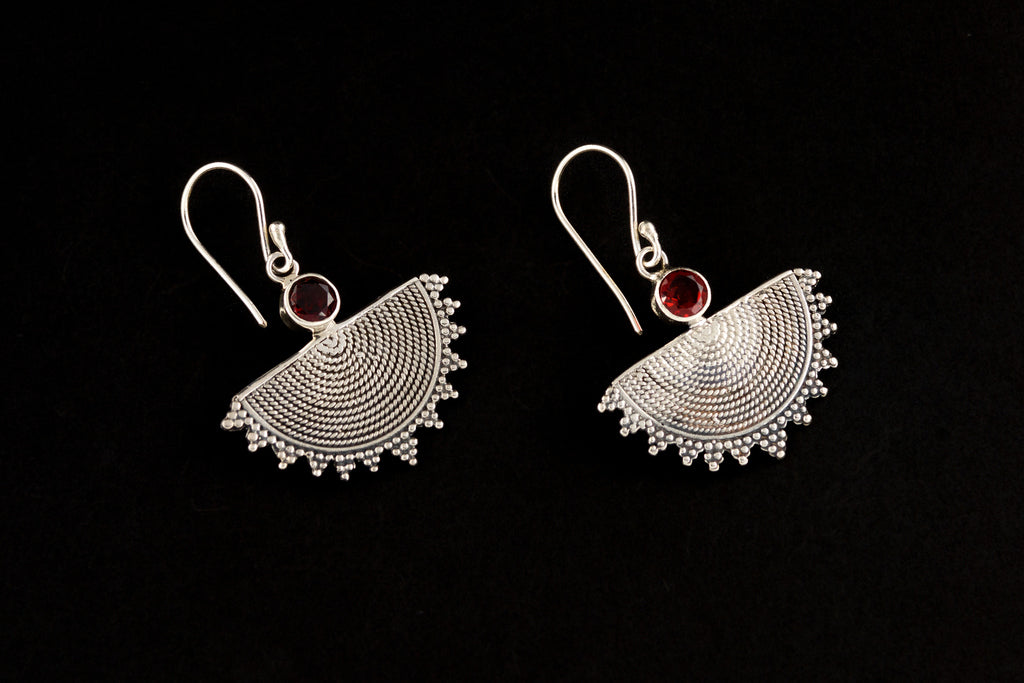 Earring Tali Air Kipas with Stone & Pasir - Bambu Silver Jewellry