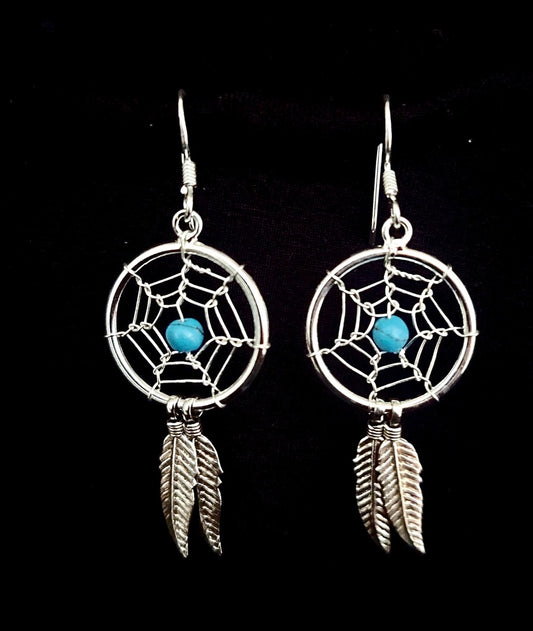 Earring Dream Catcher With Turquoise Single