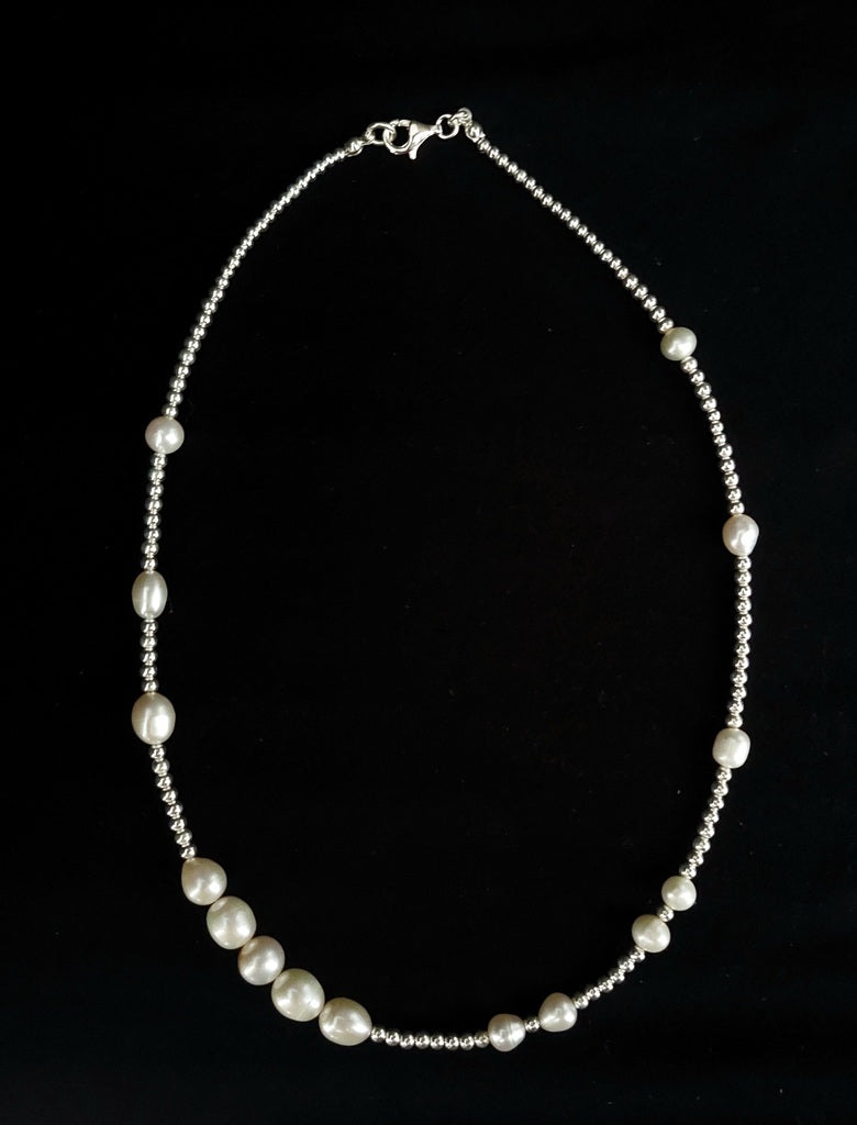 Necklace Pearl Coker With Beads Set 40cm – Bambu Silver Jewellry